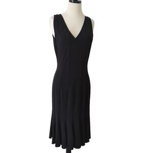 Shape FX Women's Dress Small Black V-Neck Knee Midi Stretchy Flattering Slimming